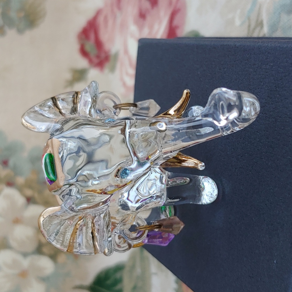 Crystal Elephant Figurine with Gold Tone Accents 4"x2"x2"